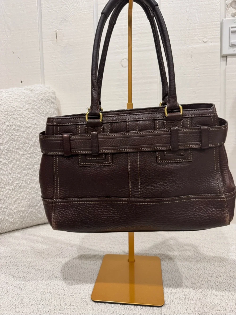 Vtg Coach Hampton Medium Leather Carryall Satchel